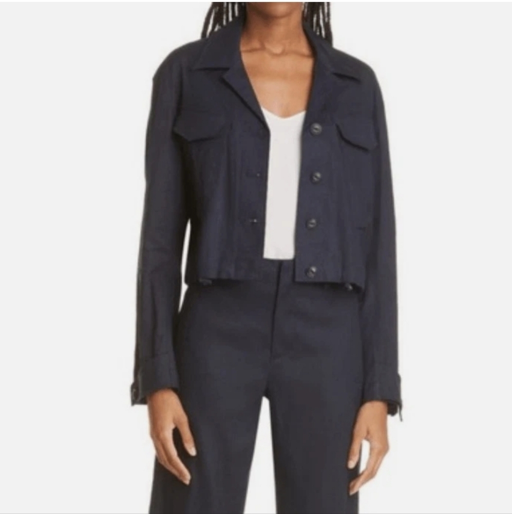 Rag & Bone Piper Linen Blend Navy Blue Jacket Size XL